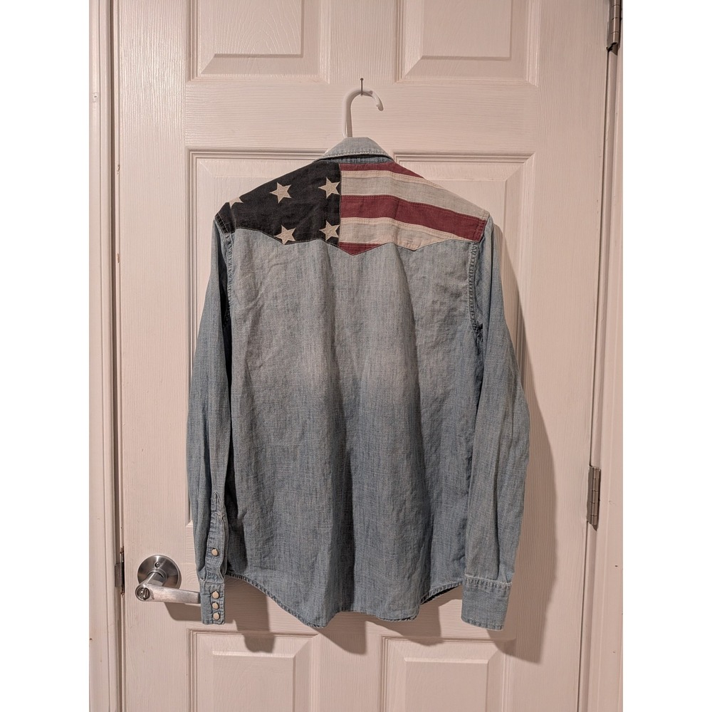 Denim & Supply Ralph Lauren American Flag Western Denim Snap Shirt Small - Picture 7 of 10